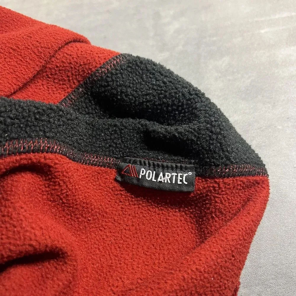 The North Face Alpine Jacket Men XL Fit L Back Red Fleece‎ 1/4 Zip Gorpcore